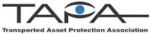 Logo TAPA avec un œil bleu au centre, entouré de lettres noires, et texte "Transported Asset Protection Association" en dessous.
